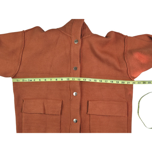 Womens Tahari Knit Jacket Size Large Orange Heavyweight Soft Pockets Coatigan - Picture 3 of 5